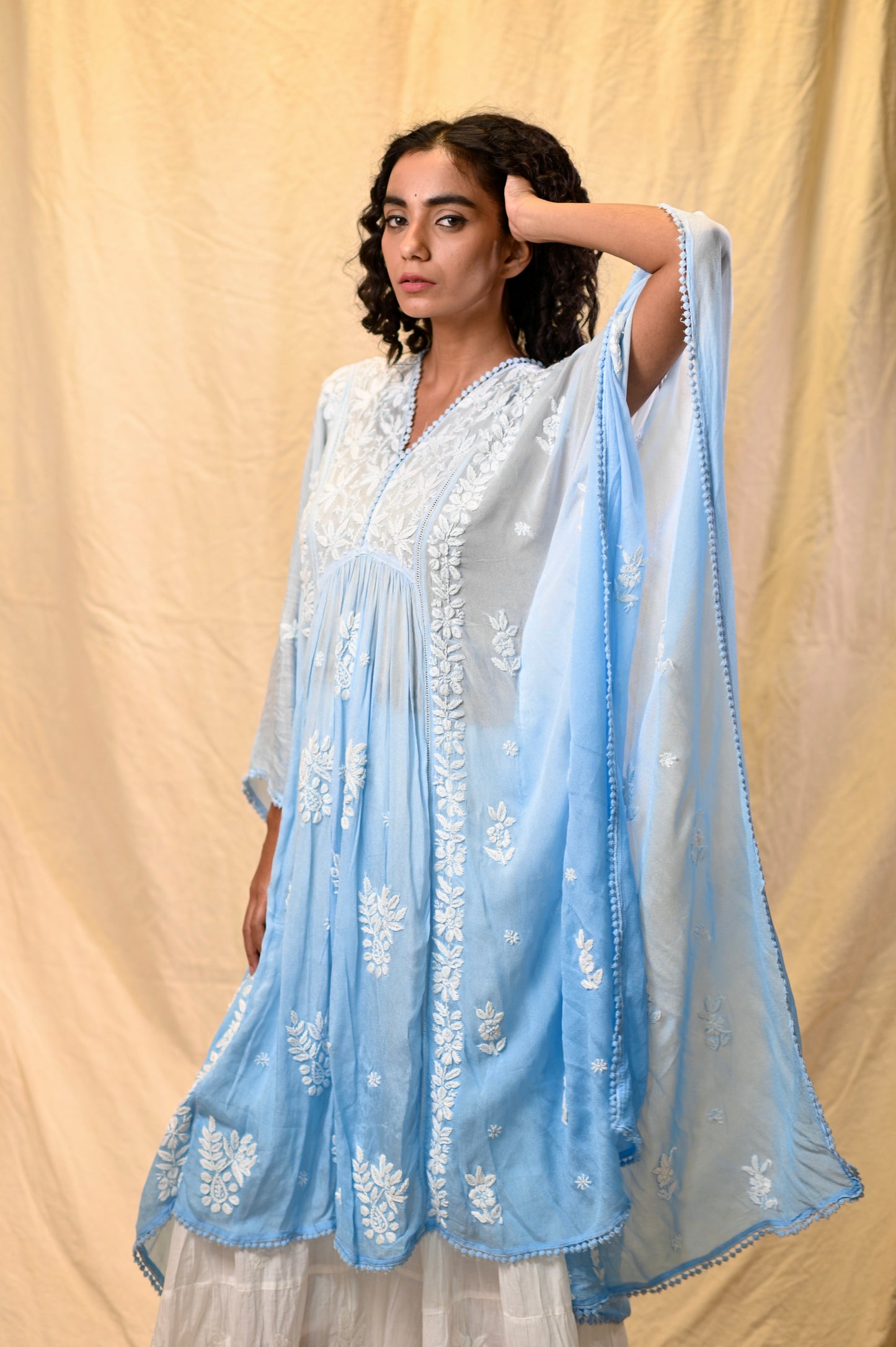 Viscose Crepe Designer Chikankari Kaftans