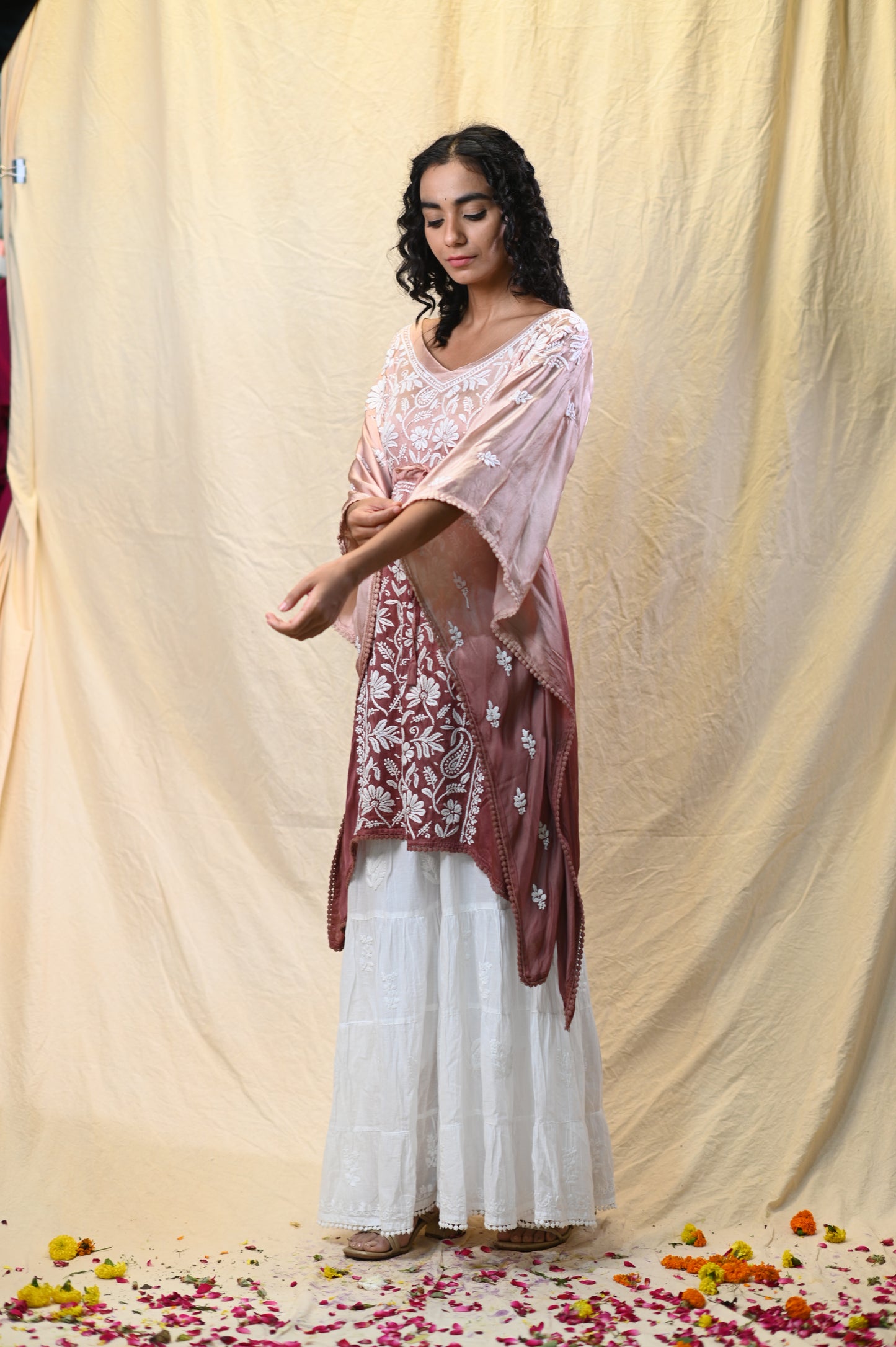 Modal Satin 3D Work Exclusive Chikankari Kaftans