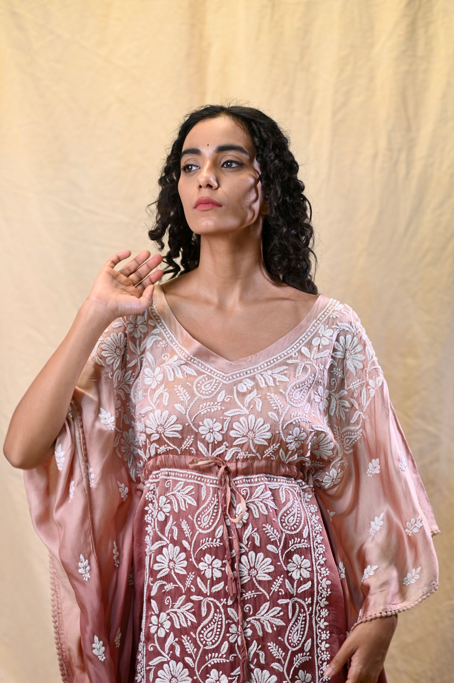 Modal Satin 3D Work Exclusive Chikankari Kaftans