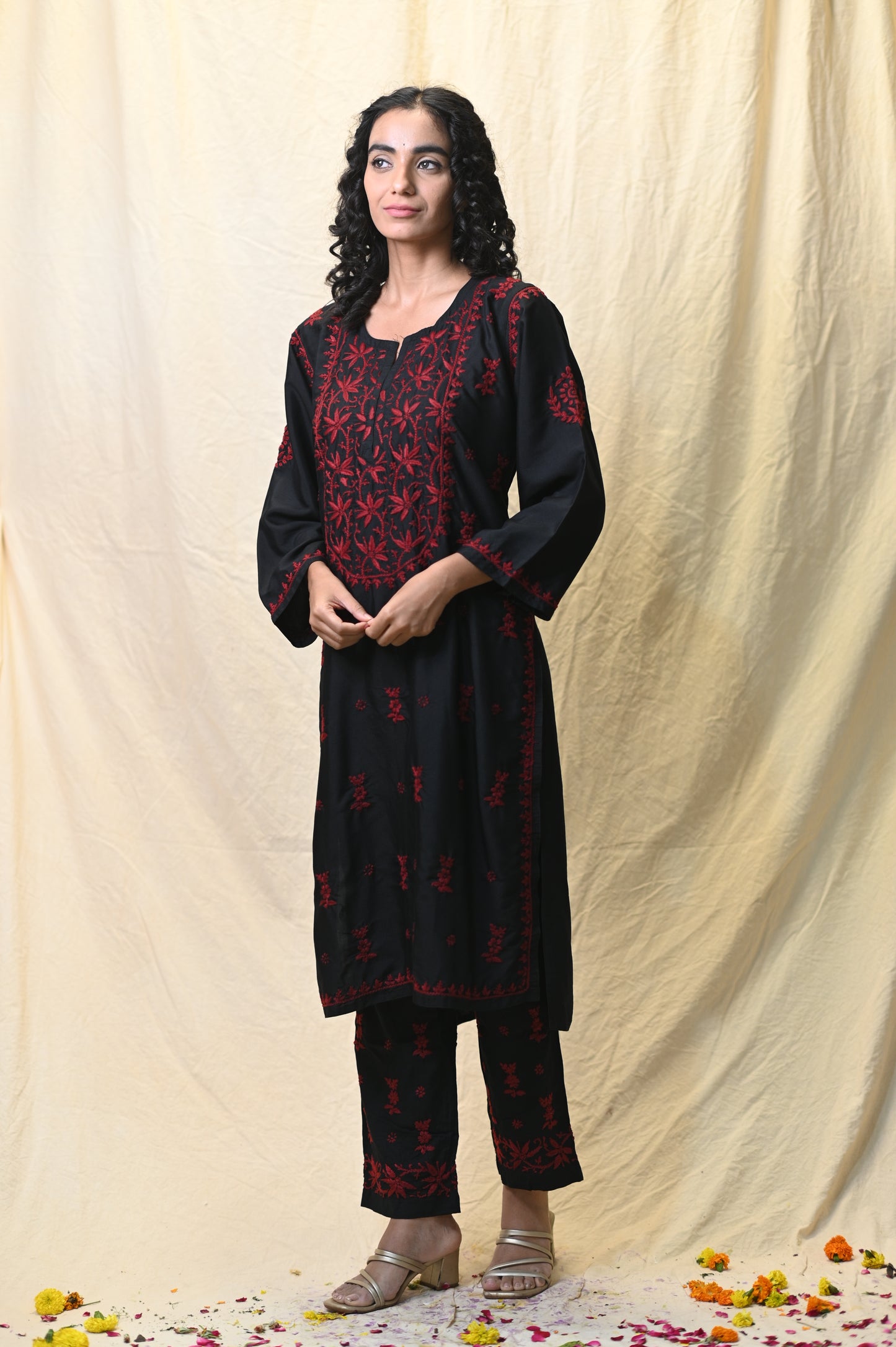 Rayon Aesthetic Chikankari Contrast Kurti
