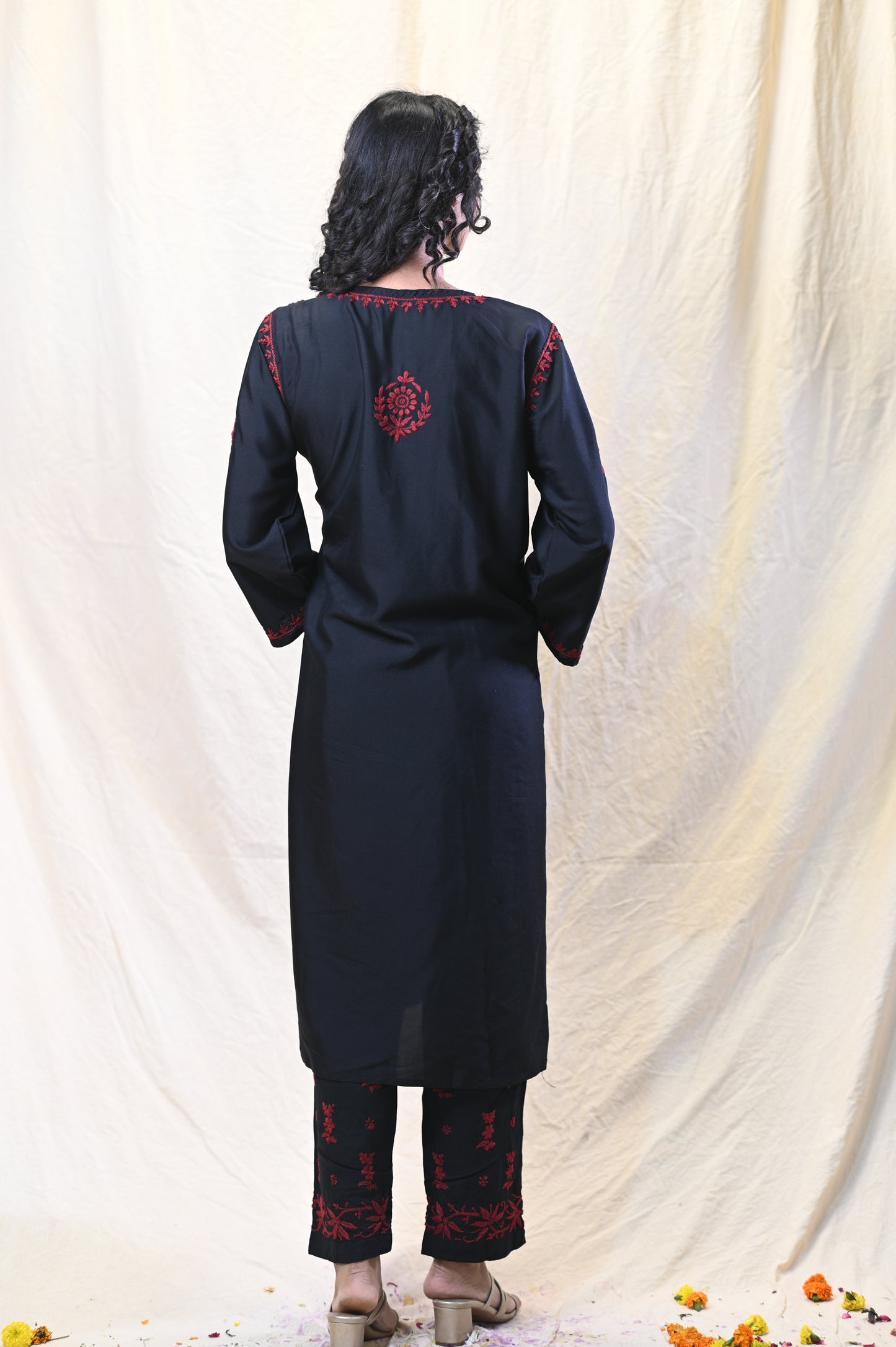 Rayon Aesthetic Chikankari Contrast Kurti