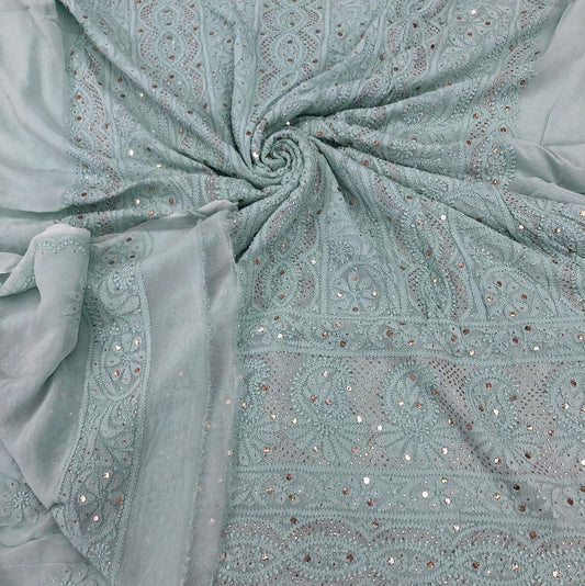 Pure Viscose Georgette Chikan Mukaish Exclusive Suit Pc