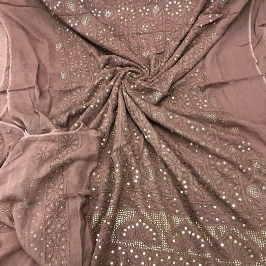 Pure Viscose Georgette Chikan Mukaish Exclusive Suit Pc