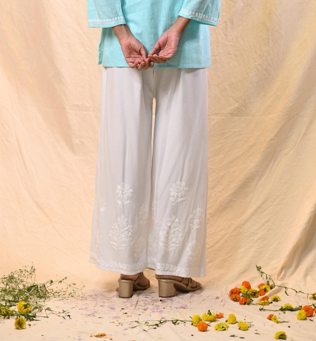 Fine Rayon Chikankari Plazo